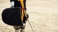 Exhausted warrior in medieval armor breathing heavily after fight with enemy HD Footage