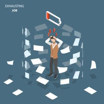 Exhausting job flat isometric vector concept. Stock Illustration