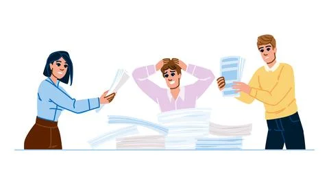 Exhaustion overwhelmed employee disarray vector Illustrazione stock