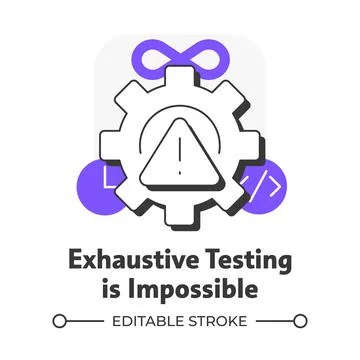 Exhaustive testing is impossible flat outline concept icon 스톡 일러스트