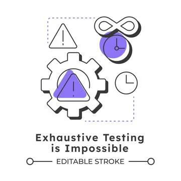 Exhaustive testing is impossible modern linear concept icon Stock Illustration