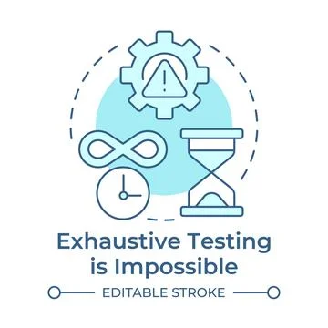 Exhaustive testing is impossible soft blue concept icon Stock-Illustration