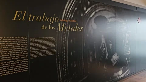 Exhibit Wall Titled The Work of Metals, Museo del Oro, Bogotá, Colombia 4K Stock Footage 331517749