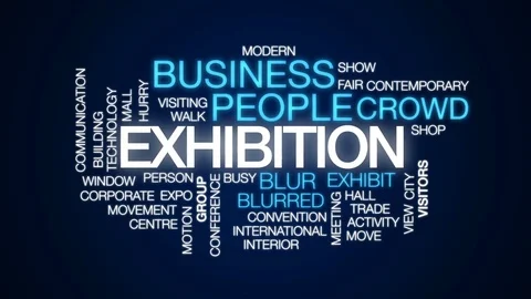 Exhibition animated word cloud, text design animation. Stock Footage 74973174