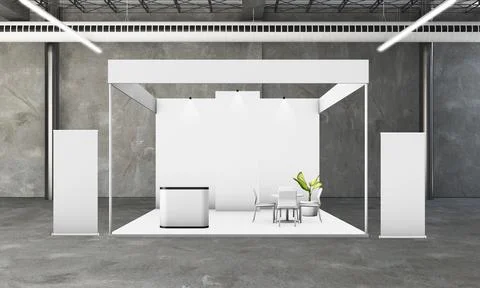 Exhibition booth 3d rendering Stock Illustration