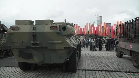 Exhibition of captured Western weapons Stock Footage 312606230