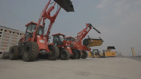 The exhibition of construction machinery Stock Footage 38084591