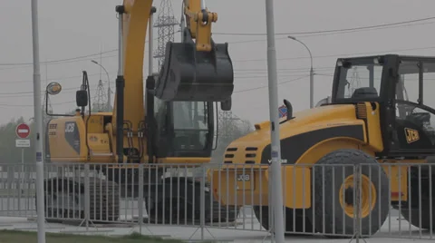 The exhibition of construction machinery Stock Footage 38084598