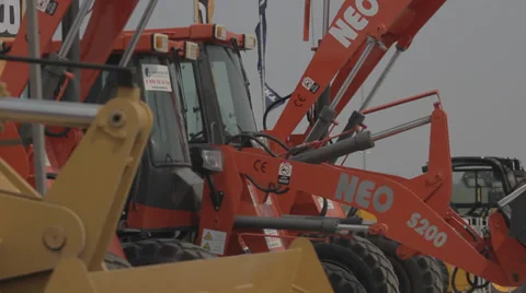 The exhibition of construction machinery Stock Footage 38084602