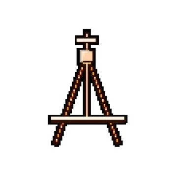 Exhibition easel pixel art vector illustration Stock Illustration