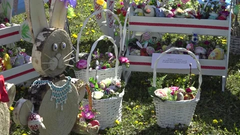 Exhibition of Easter eggs. Uzhhorod. Ukraine. April 15, 2020. Stock Footage 149293359