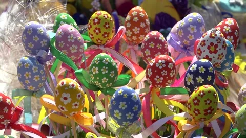 Exhibition of Easter eggs. Uzhhorod. Ukraine. April 15, 2020. Stock Footage 149293380