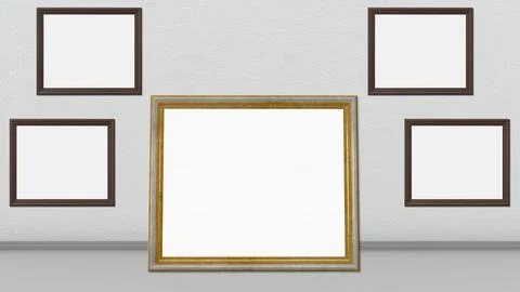 Exhibition, exhibition, empty frames in an interior. Stock-Illustration
