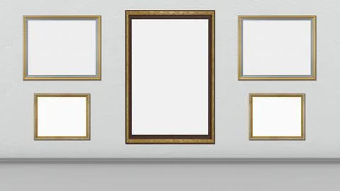Exhibition, exhibition, empty frames in an interior. Stock-Illustration