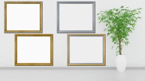 Exhibition, exhibition, empty frames in an interior. Stock-Illustration