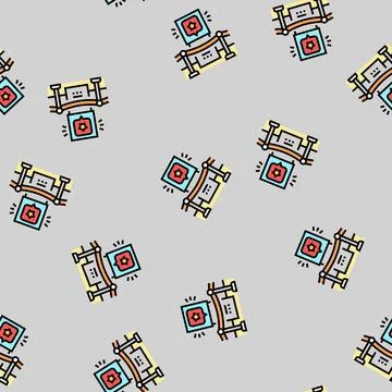 Exhibition management vector seamless pattern 스톡 일러스트