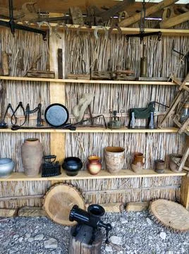 Exhibition of old historical objects of life of the Cossacks in Kislovodsk Stock Photos