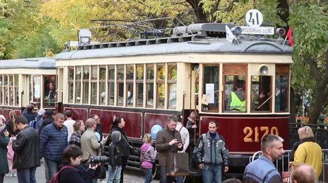 Exhibition of old tramways Stock Footage 42710414