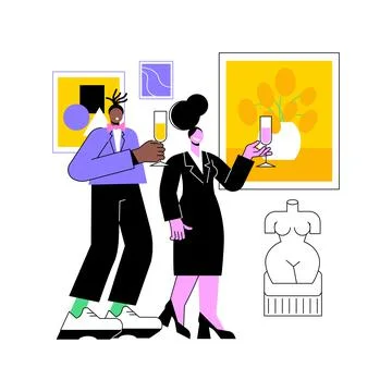 Exhibition opening isolated cartoon vector illustrations. Illustrazione stock
