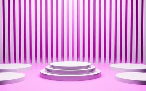 Exhibition podium or circular backdrop. Set of realistic 3d background with.. Stock Illustration