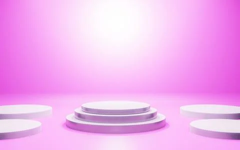Exhibition podium or circular backdrop. Set of realistic 3d background with.. Stock Illustration