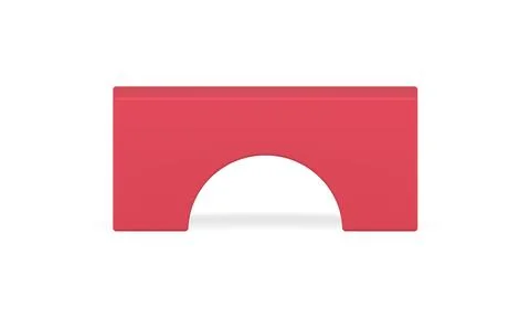 Exhibition red frame arch rectangular basic stage showcase foundation front.. Illustrazione stock