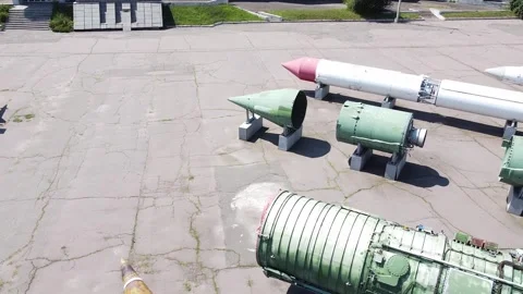 Exhibition of space rockets and ballistic missiles in Dnipro Ukraine Stock-Footage 336742230