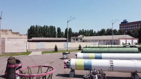 Exhibition of space rockets and ballistic missiles in Dnipro Ukraine Stock-Footage 336743756