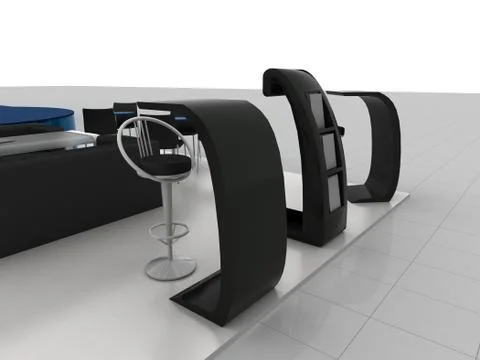 Exhibition stand interior - exterior sample Illustrazione stock