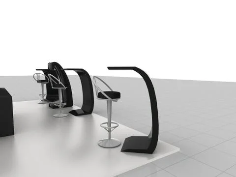 Exhibition stand interior - exterior sample Illustrazione stock