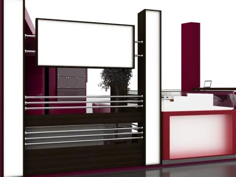 Exhibition stand interior sample Illustrazione stock