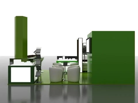 Exhibition stand interior sample - interiors series  . 3d Illustrazione stock