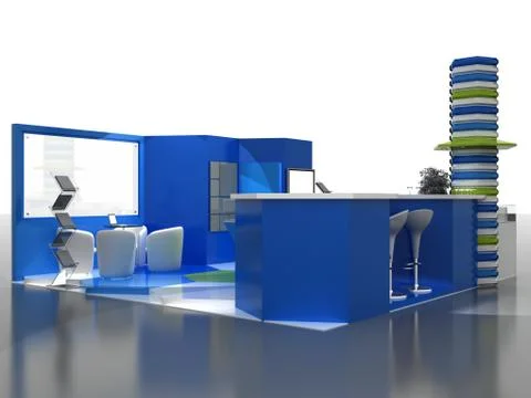 Exhibition Stand Interior Sample - Interiors Series  . 3D Illustrazione stock