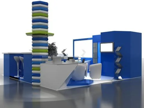 Exhibition Stand Interior Sample - Interiors Series  . 3D Illustrazione stock