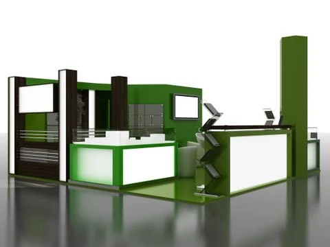 Exhibition Stand Interior Sample - Interiors Series  . 3D Illustrazione stock