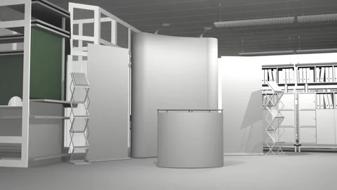 Exhibition stands 3d rendering illustration exhibition expo Stock Footage 253986950