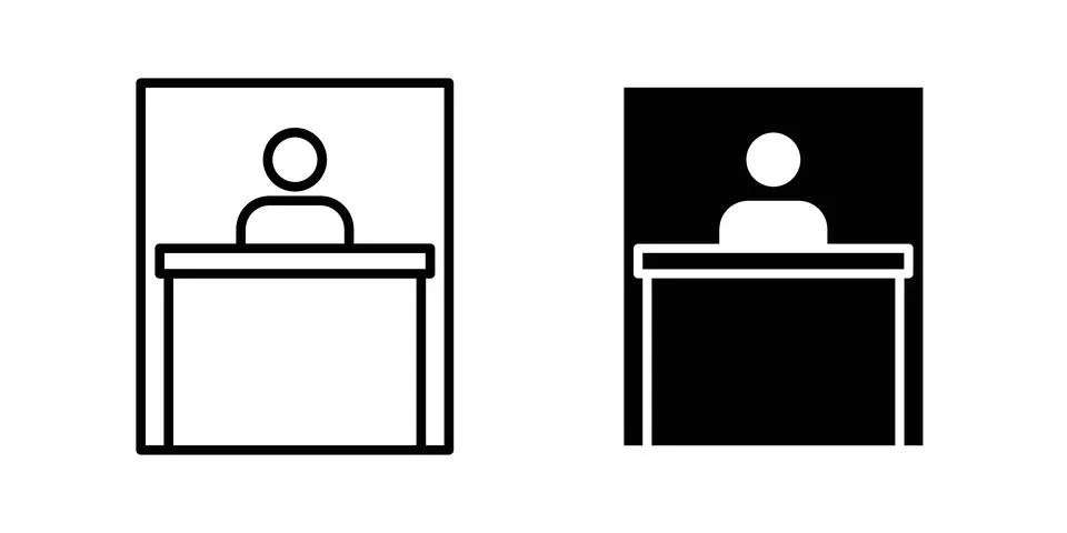 Exhibitor icon silhouette vector set. thin line pack Stock Illustration