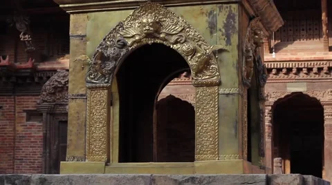The exhibits inside the Patan Museum. Slider motion Stock Footage 59185224