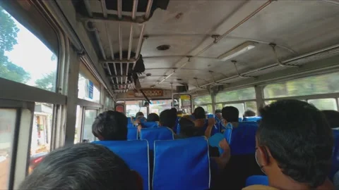 Exhilarating 4K Bus Ride Through the Traffic of Sri Lanka's Hill Country Stock Footage 216479199