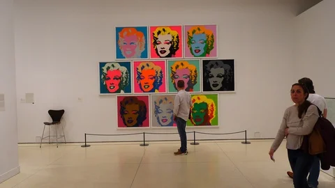 Exibition Andy Warhol "Warhol. Mechanical Art." Madrid. Stock-Footage 88833153