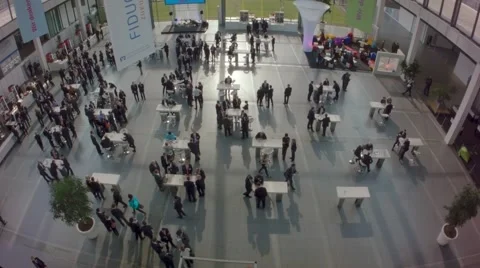Exibition hall from above Stock Footage