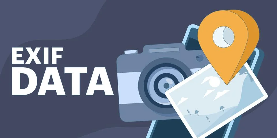 EXIF data concept that highlights image metadata Stock Illustration