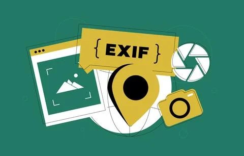 Exif metadata vector illustration featuring exif data viewer, photo editor and Stock Illustration