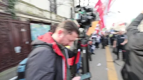 Exiled Iranians protest outside their country's embassy in Bucharest, Bucarest,  Stock-Footage 330186127