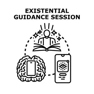 Existential guidance session finding self discovery and knowledge Stock Illustration