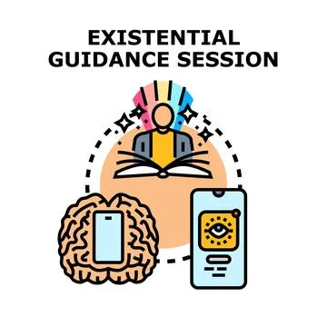 Existential guidance session finding self discovery and knowledge Stock Illustration