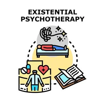 Existential psychotherapy concept managing mental health problems Stock Illustration