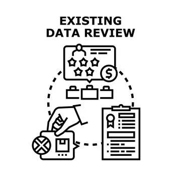 Existing data review for business performance analysis Stock Illustration