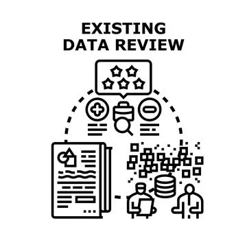 Existing data review process evaluating information performance Stock Illustration