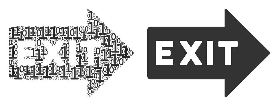 Exit Arrow Collage of Binary Digits Stock Illustration